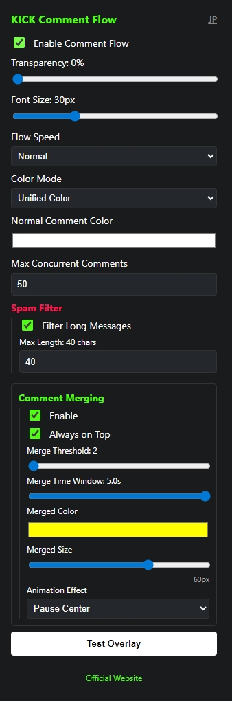 Settings Menu English